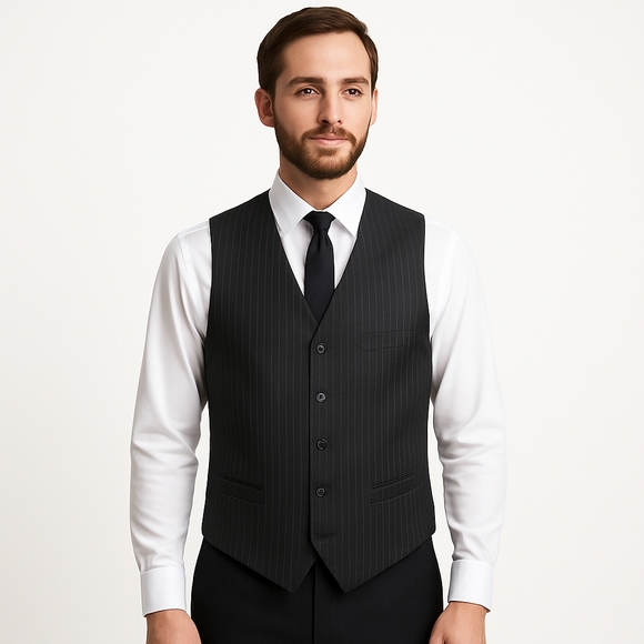 Joseph Abboud 100% Wool Pinstripe Suit Vest | Size 48L | Classic Formalwear - Picture 1 of 12